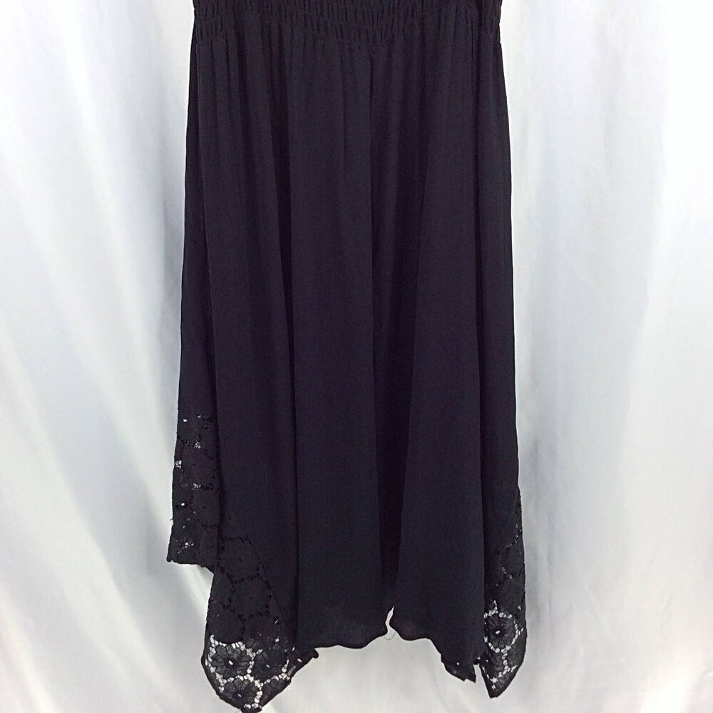 ellos Women's Plus Size Handkerchief Hem Dress 1X 22/24 Black Tank Smocked - Picture 4 of 11
